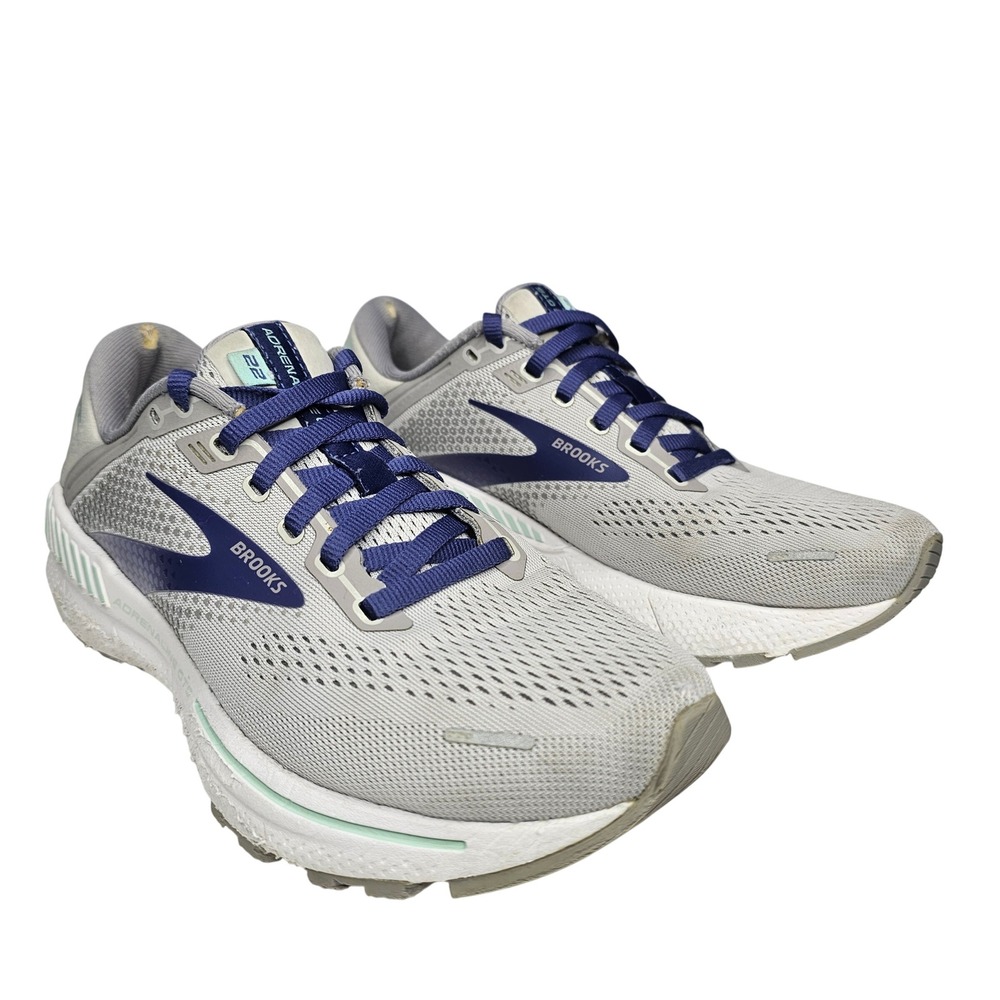Brooks Adrenaline GTS 22 Womens 7 Grey Blue Running Shoes Athletic Sneakers
